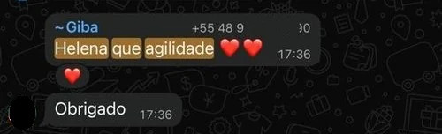 Elogio de um jogador no WhatsApp
