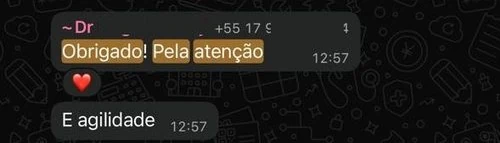 Elogio de um jogador no WhatsApp