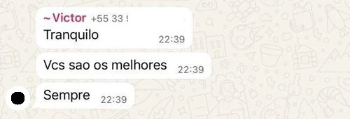 Elogio de um jogador no WhatsApp